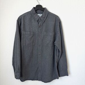 Duluth Trading Shirt Men's Medium Gray Flannel Long Sleeve Button Down Outdoor